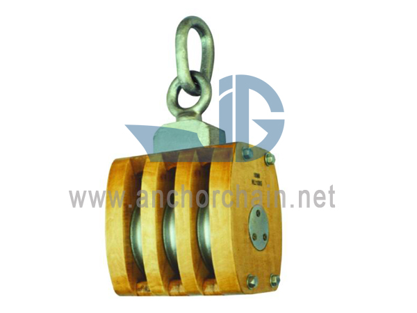 JIS F3426 Ship's Innernal bound wood block Triple with Link
