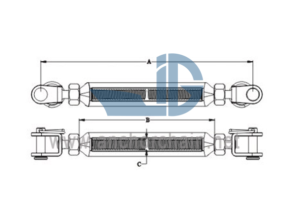 Tipe Frame Turnbuckle Kanthi Rahang Nut SS304 UTAWA SS316