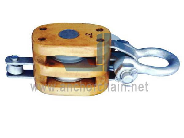 Kayu Blok Double Sheave Kanthi Shackle