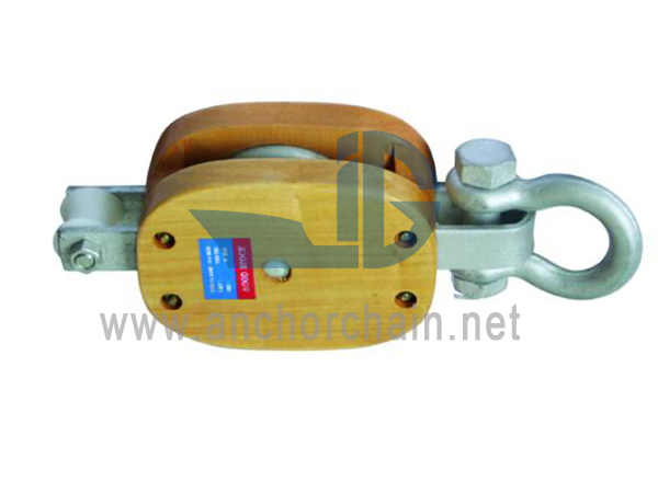 Blok Kayu Sheave Tunggal Kanthi Shackle